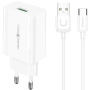 USAMS T48 Zestaw adaptera z portem USB-A i kabla USB-A do USB-C - 18W - 1 m - biały