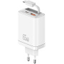 USAMS CC299 Zestaw adaptera z portami USB-C / USB-A i wysuwanego kabla USB-C - 65W - biały