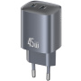 USAMS CC305 GaN Szybka Ładowarka Adapter z 2x USB-C - 45W - ciemnoszary