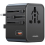 USAMS CC309 Uniwersalny adapter podróżny z portami 2x USB-C / USB-A i wysuwanymi wtyczkami - 25W - czarny
