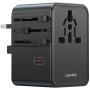 USAMS CC310 uniwersalny adapter podróżny z portami 3x USB-C / 2x USB-A i wysuwanymi wtyczkami - 70W - czarny