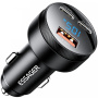 Ładowarka samochodowa ESSAGER FSJ-008 z wyświetlaczem i portami 2x USB-C / USB-A - 105W - czarna