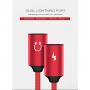 POFAN redukcja z lightning złącza do jednoczesnego podłączenia słuchawek i ładowarki dla iPhone / iPad - 12 cm - czarna