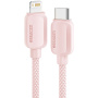 ESSAGER ES-X46 Opleciony kabel do ładowania i transmisji danych - USB-C do Lightning - 1 m - różowy