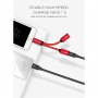 POFAN redukcja z lightning złącza do jednoczesnego podłączenia słuchawek i ładowarki dla iPhone / iPad - 12 cm - czarna