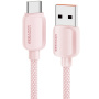 ESSAGER ES-X46 Opleciony kabel do ładowania i transmisji danych - USB-A do USB-C - 2 m - różowy