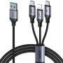 JOYROOM S-A21 Uniwersalny kabel ładujący 3w1 w oplocie - USB-A do USB-C / Lightning / micro USB - 1,2 m - czarny