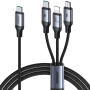 JOYROOM S-A21 Uniwersalny kabel ładujący 3w1 w oplocie - USB-C do USB-C / Lightning / micro USB - 1,2 m - czarny