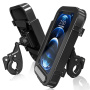 F81 uniwersalne wodoodporne etui z uchwytem rowerowym i motocyklowym na kierownicę do iPhone'a - czarne