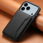 Skórzane Etui z Pokrowiec na karty do iPhone 17 Pro / 18 Pro - czarny