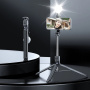 Panoramatyczny kijek do selfie Bluetooth Z16 ze statywem i światłem do iPhone'a - biały