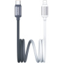 USAMS US-SJ757 Dwukolorowy Kabel do Ładowania i Transferu Danych w Oplocie - USB-C do Lightning - 1,2 m - Szaro-Biały