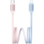USAMS US-SJ757 Dwukolorowy Opleciony Kabel do Ładowania i Transmisji Danych - USB-C do Lightning - 1,2 m - Różowo-Niebieski