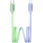 USAMS US-SJ757 Dwukolorowy Kabel do Ładowania i Transferu Danych w Oplocie - USB-C do Lightning - 1,2 m - Zielono-Fioletowy