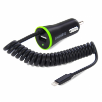 HAWEEL ładowarka samochodowa (2.1A) lightning / 8pin złącze - 1,2 m czarna