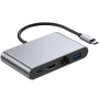 Redukcja 4w1 - HDMI / RJ45 / USB-C / USB-A do USB-C - szara