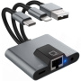 NK-1056S Redukcja 3w1 - RJ45 / 3,5 mm jack / USB-C do USB-C / Lightning / USB-A - szary
