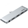 UGREEN CM424 Hub 5w1 - HDMI / 3,5 mm jack / USB-C / 2x USB-A do USB-C - szary