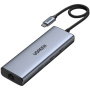 UGREEN CM490 Hub 9w1 - slot na kartę SD / TF / RJ45 / 2x HDMI / USB-C / 3x USB-A do USB-C - ciemnoszary