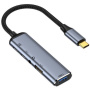 Hub 5w1 - złącze 3,5 mm / 2x USB-C / 2x USB-A do USB-C - ciemnoszary
