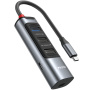 Hub Yesido HB24 5w1 - Mini Display Port / USB-C / 3x USB-A na USB-C - szary