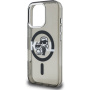 Karl Lagerfeld IML Glitter Karl and Choupette Sketch brokatowe etui z MagSafe do iPhone 16 Pro - szary