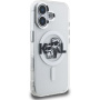 Karl Lagerfeld IML Glitter Karl and Choupette Sketch Brokatowe etui z MagSafe do iPhone 16 - srebrne