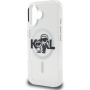 Karl Lagerfeld IML Glitter Karl and Choupette Sketch Brokatowe etui z MagSafe do iPhone 16 - srebrne
