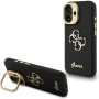 Guess Grained 4G Logo etui z podpórką do iPhone 16 - czarny