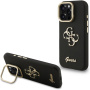 Etui Guess Grained 4G Logo z rozkładaną podstawką do iPhone 16 Pro Max - czarny
