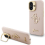 Guess Grained 4G Logo etui z podpórką do iPhone 16 - różowy