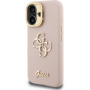 Guess Grained 4G Logo etui z podpórką do iPhone 16 - różowy