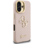Guess Grained 4G Logo etui z podpórką do iPhone 16 - różowy