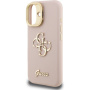 Guess Grained 4G Logo etui z podpórką do iPhone 16 - różowy