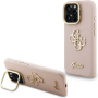 Guess Grained 4G Logo etui z rozkładaną podstawką do iPhone 16 Pro - różowy