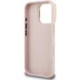 Guess Grained 4G Logo etui z rozkładaną podstawką do iPhone 16 Pro - różowy
