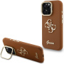 Etui Guess Grained 4G Logo z podpórką do iPhone 16 Pro - brązowy