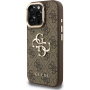 Guess 4G Metal Logo etui z podpórką do iPhone 16 Pro Max - brązowy