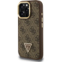 Etui Guess 4G Strass Triangle Logo z podpórką i MagSafe do iPhone 16 Pro Max - brązowy