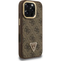 Etui Guess 4G Strass Triangle Logo z podpórką i MagSafe do iPhone 16 Pro Max - brązowy
