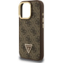 Etui Guess 4G Strass Triangle Logo z podpórką i MagSafe do iPhone 16 Pro Max - brązowy