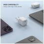 FIXED Mini GaN zestaw adaptera z portem USB-C i kabla USB-C na USB-C - 20W - 1,2 m - biały