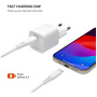 FIXED Mini GaN zestaw adaptera z portem USB-C i kabla USB-C na USB-C - 20W - 1,2 m - biały