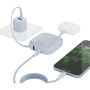 ENERGEA Bazic GoPower Fusion powerbank z wbudowanymi kablami USB-C i Lightning oraz portami USB-C / USB-A - 10 000 mAh - niebieska