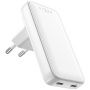 FIXED Slim Traveller GaN uniwersalny adapter podróżny z portami 2x USB-C i wtyczkami - 45W - biały