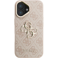 Etui Guess 4G Metal Logo z rozkładaną podstawką do iPhone 16 - różowy