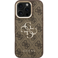 Guess 4G Metal Logo etui z podpórką do iPhone 16 Pro Max - brązowy