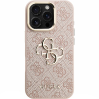 Guess 4G Metal Logo etui z podpórką do iPhone 16 Pro Max - różowy