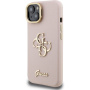 Guess Grained 4G Logo etui z podpórką do iPhone 13 - różowy