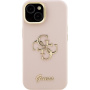 Guess Grained 4G Logo etui z podpórką do iPhone 13 - różowy